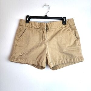 J. Crew Chino Tan Mid-Rise Waist Slash Pockets 100% Cotton Women's Shorts Size 8